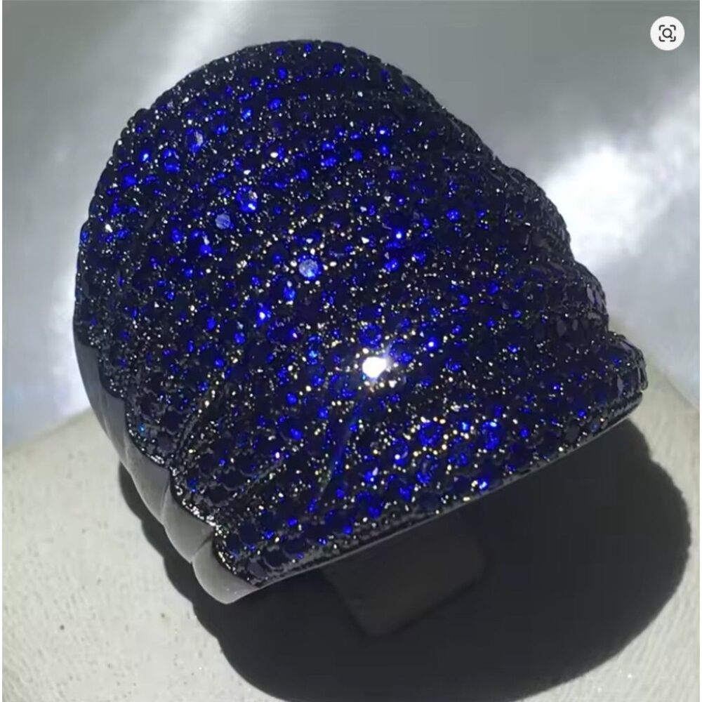 Luxury Micro Pave Lab gemstone S925 cz Rings-Finished in Black gold
